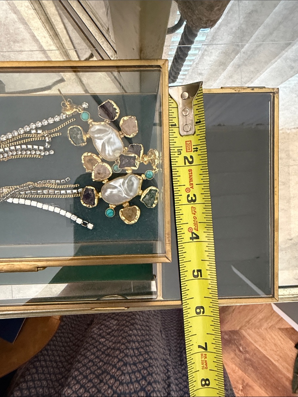 Glass and Brass Jewelry Boxes with Velvet Bases - Picture 8 of 9